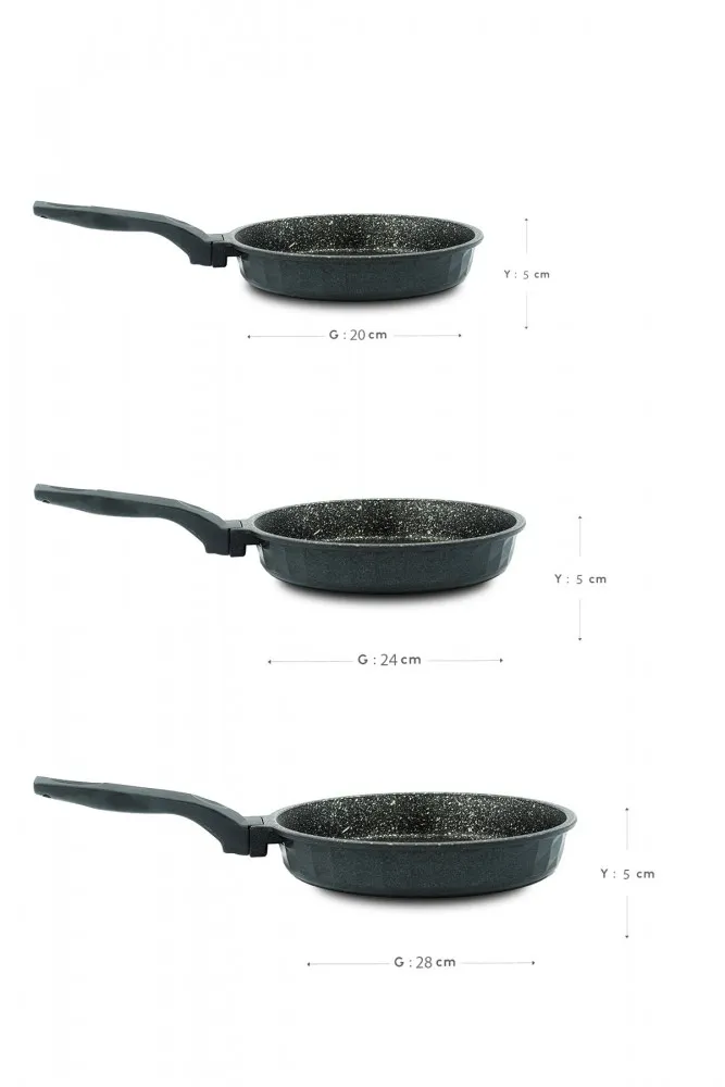 Polochef Kristal Döküm Granit 3lü Tava Seti