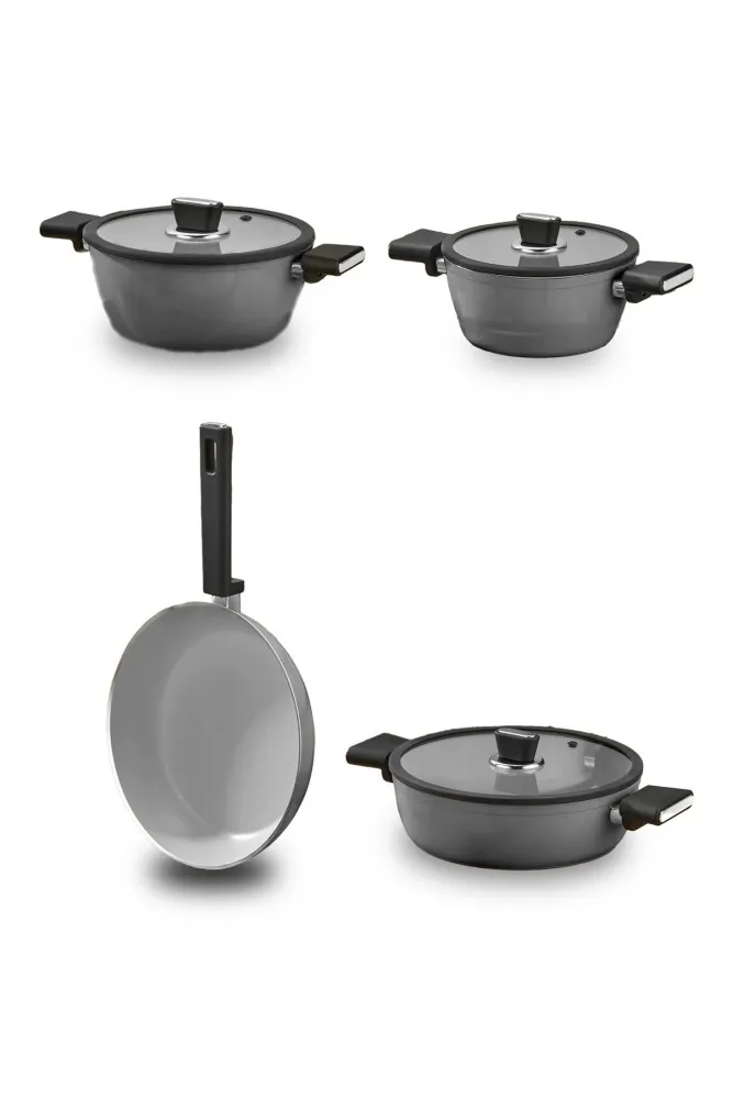 Vista Seramik 7 Parça Tencere Seti Gri (20-24-26-26 cm)