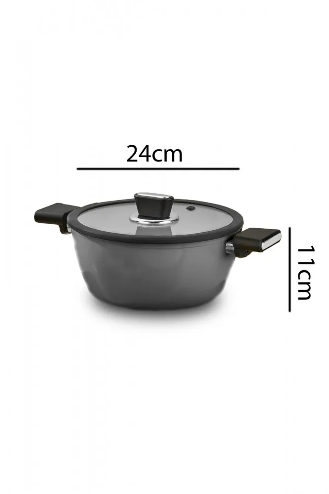 Vista Seramik 7 Parça Tencere Seti Gri (20-24-26-26 cm)