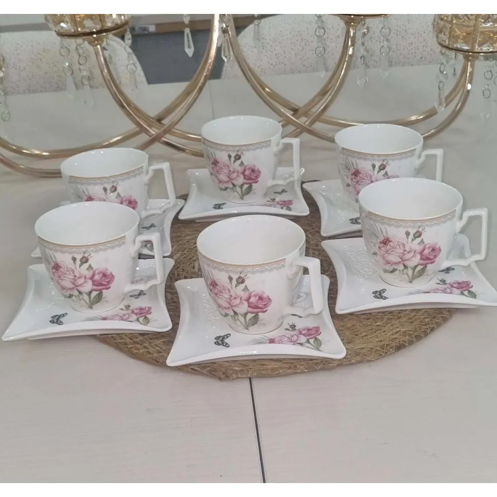 CVS 6 KİŞİLİK 12 PARÇA KARE ÇAY FİNCAN SETİ