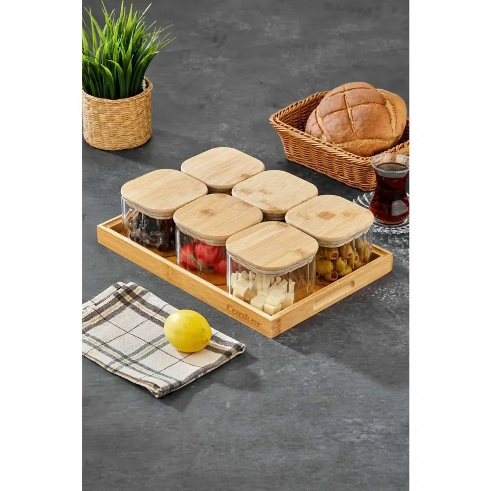 Cooker KARE 6’lı Kare Borosilikat Cam Kahvaltılık Seti – Bambu Kapaklı, Ahşap Tepsili Şık Sunum Seti Cooker KARE 6’lı Kare Borosilikat Cam Kahvaltılık Seti – Bambu Kapaklı, Ahşap Tepsili Şık Sunum Seti