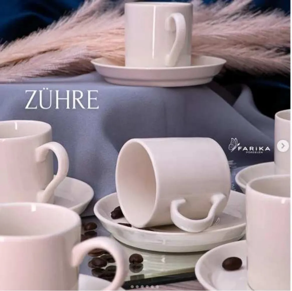 FARİKA ZÜHRE MODELİ 6 KİŞİLİK PORSELEN FİNCAN TAKIMI
