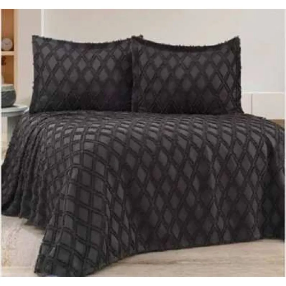 GOLDEN HOME CAROLİNA ÇİFT KİŞİLİK YASTIKLI PİKE ANTRASİT