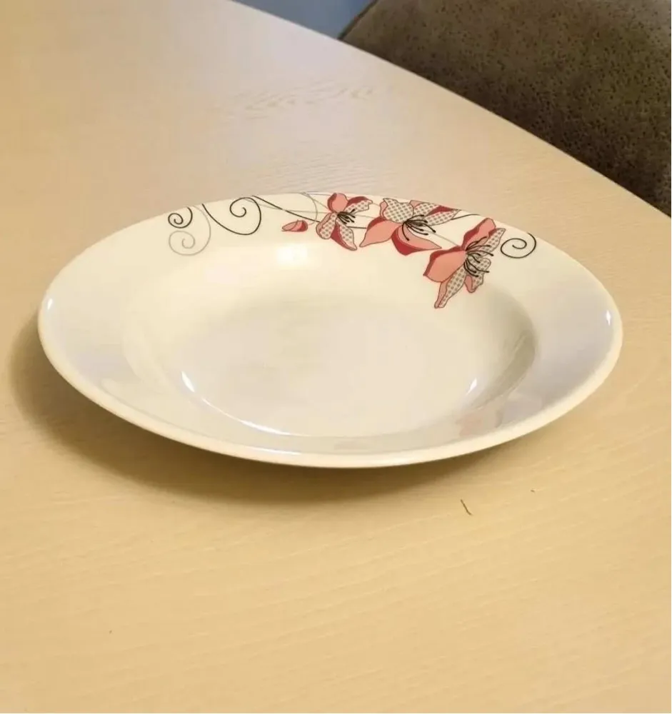 GÜRAL PORSELEN 6 ADET PEMBE DESENLİ 19 CM YEMEK TABAĞI KED19CK112448 (BEYAZ)