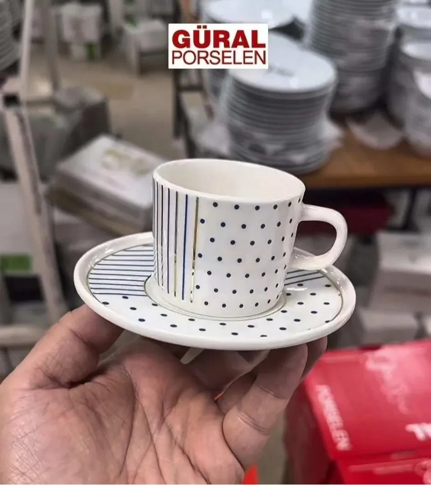 GÜRAL PORSELEN PUANTİYELİ 12 PARÇA 6 KİŞİLİK FİNCAN TAKIM