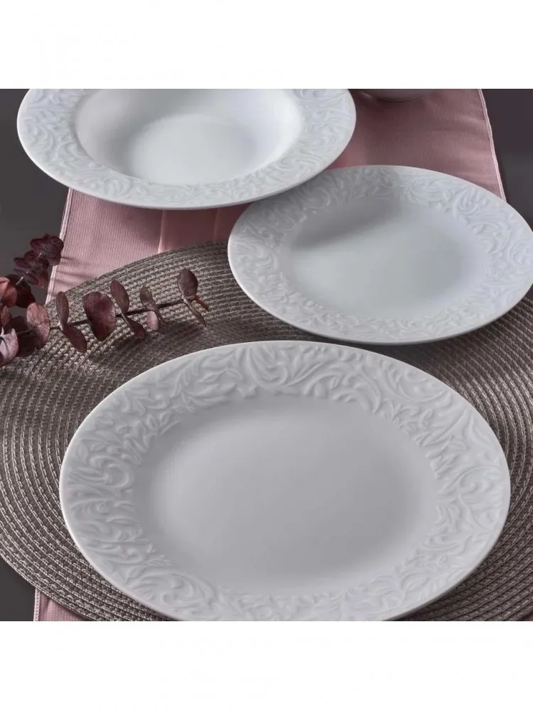 Güral Porselen Bronte 6 Kişilik Yemek Takımı 24 parça(KREM)
