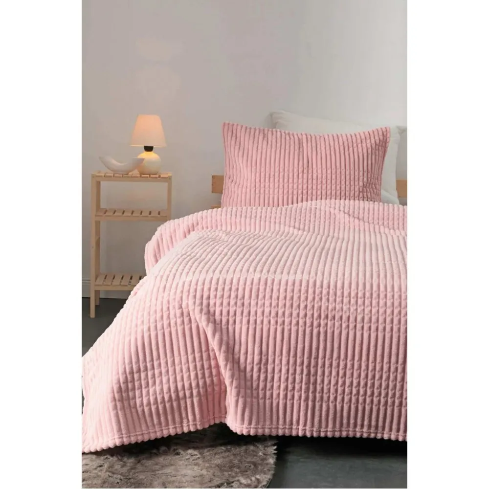 MERİNOS MODERN LİNE YASTIK KILIFLI BATTANİYE SETİ TEK KİŞİLİK PUDRA MERİNOS MODERN LİNE YASTIK KILIFLI BATTANİYE SETİ TEK KİŞİLİK PUDRA