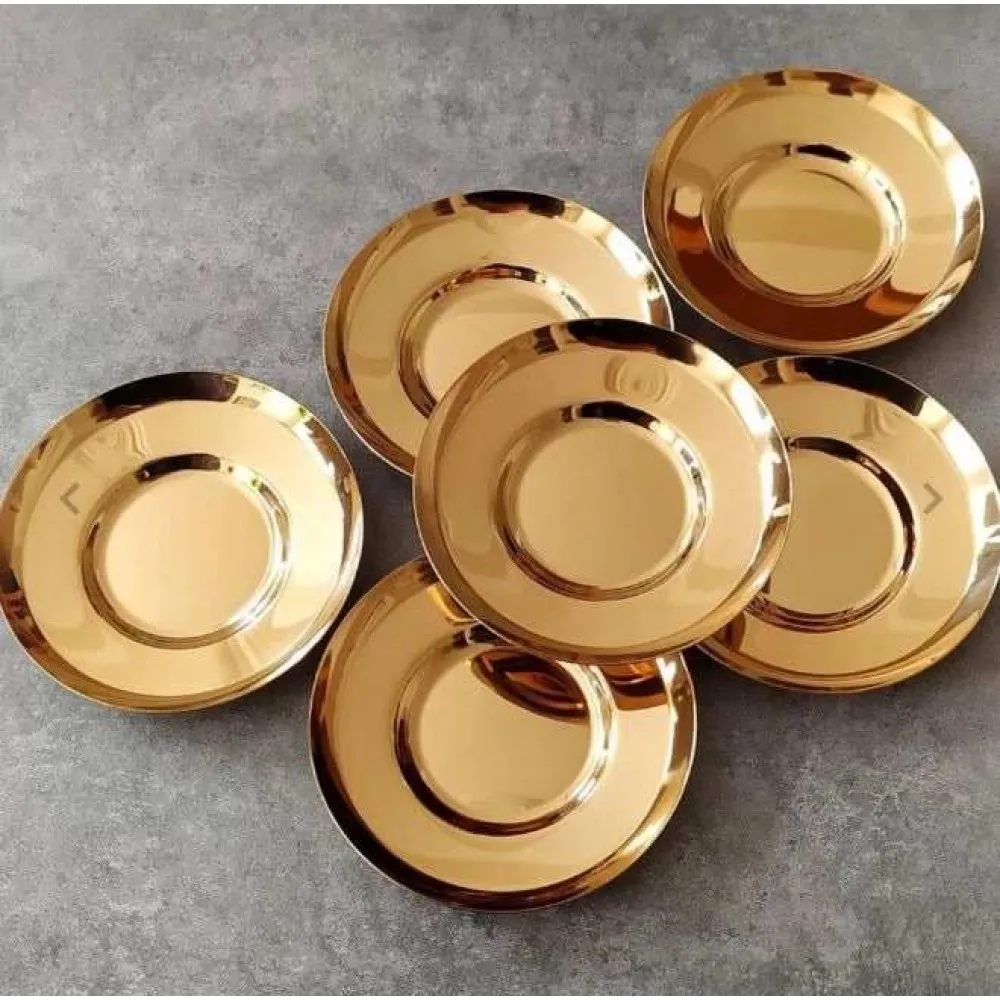 TİAMO 6 ADET YUVARLAK GOLD ÇAY TABAĞI 18/10 ÇELİK PASLANMAZ TİAMO 6 ADET YUVARLAK GOLD ÇAY TABAĞI 18/10 ÇELİK PASLANMAZ